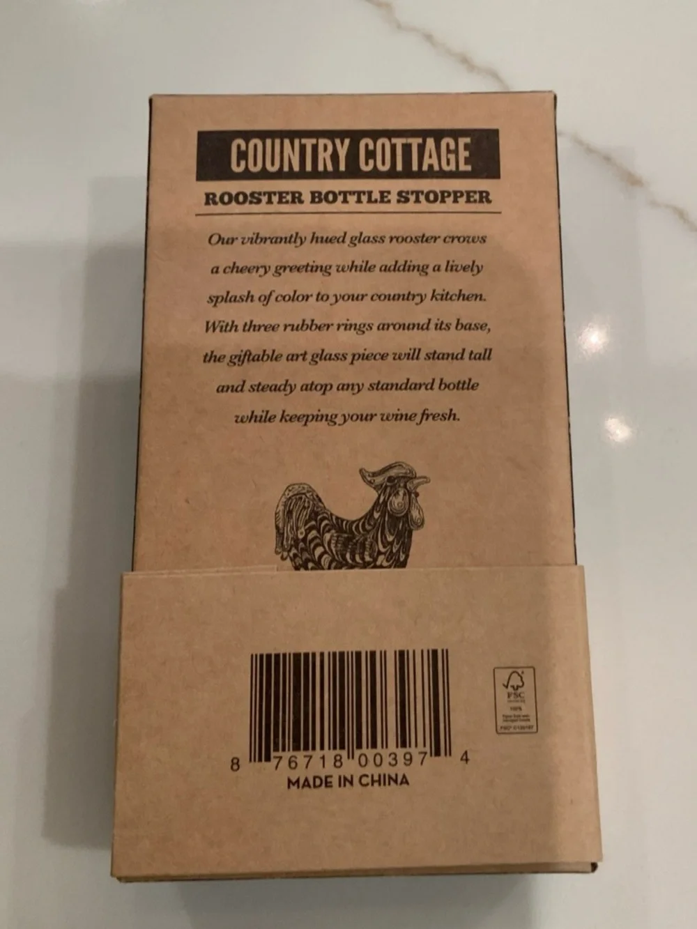 New Twine Country Cottage Glass Rooster Wine Bottle Stopper House Warming Gift